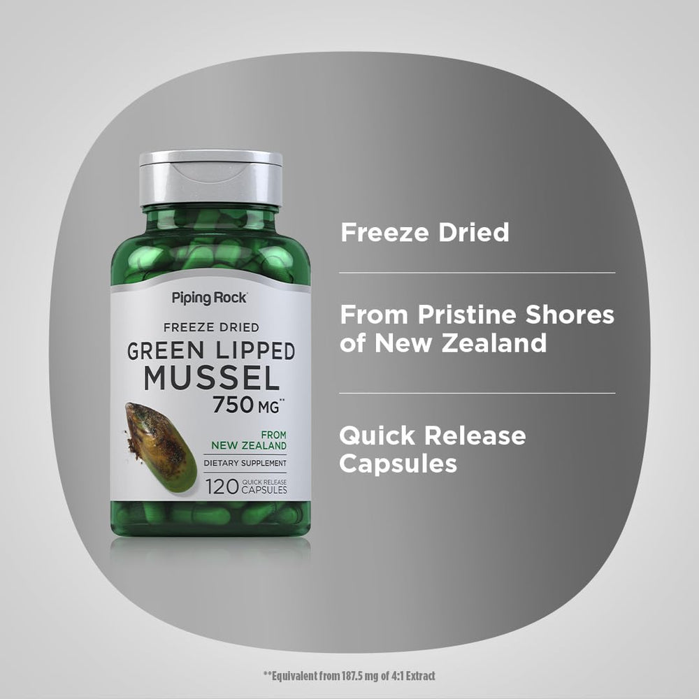 Piping Rock Green Lipped Mussel 4:1 extract graphic highlights potency.