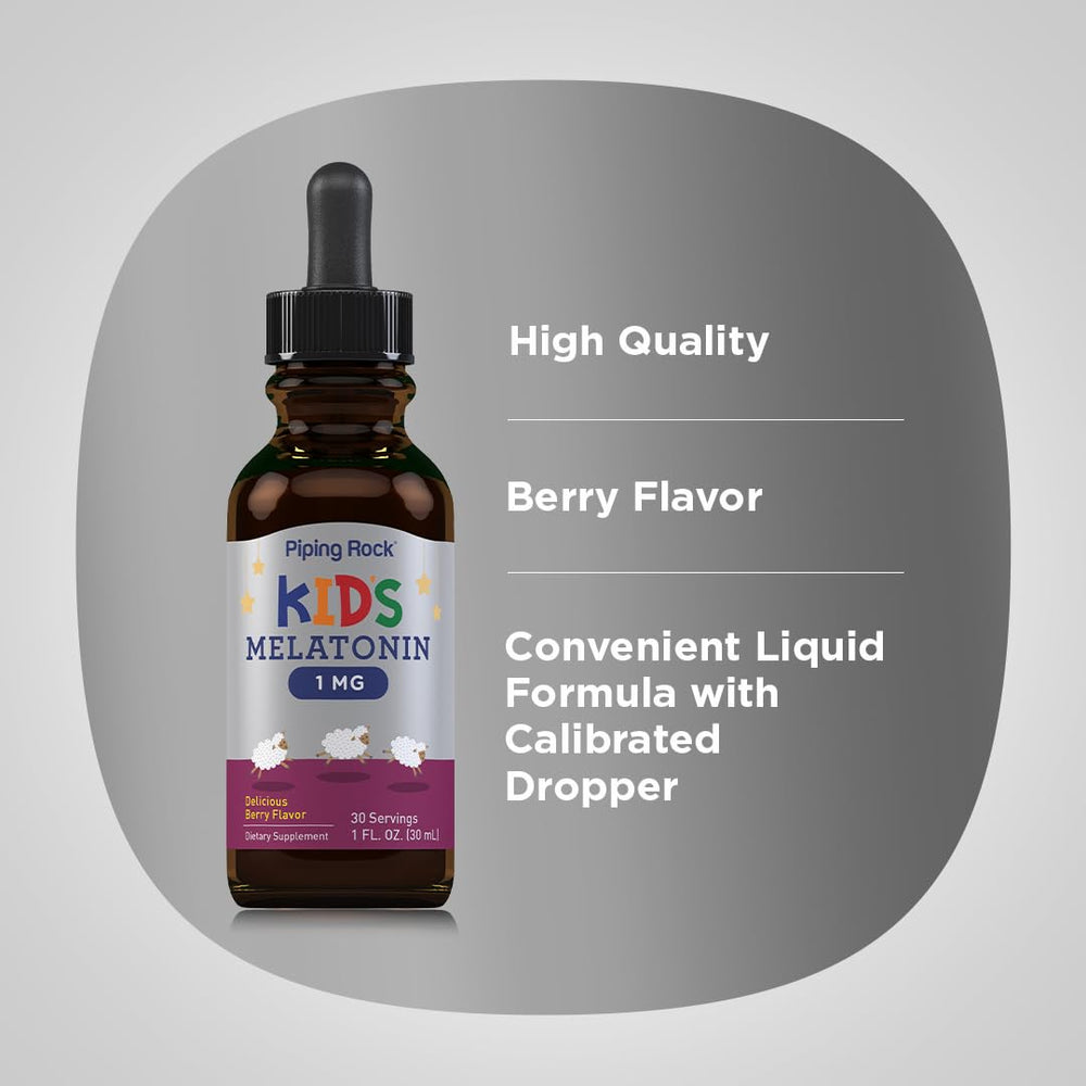 Piping Rock Melatonin Liquid calibrated dropper ensures measured servings