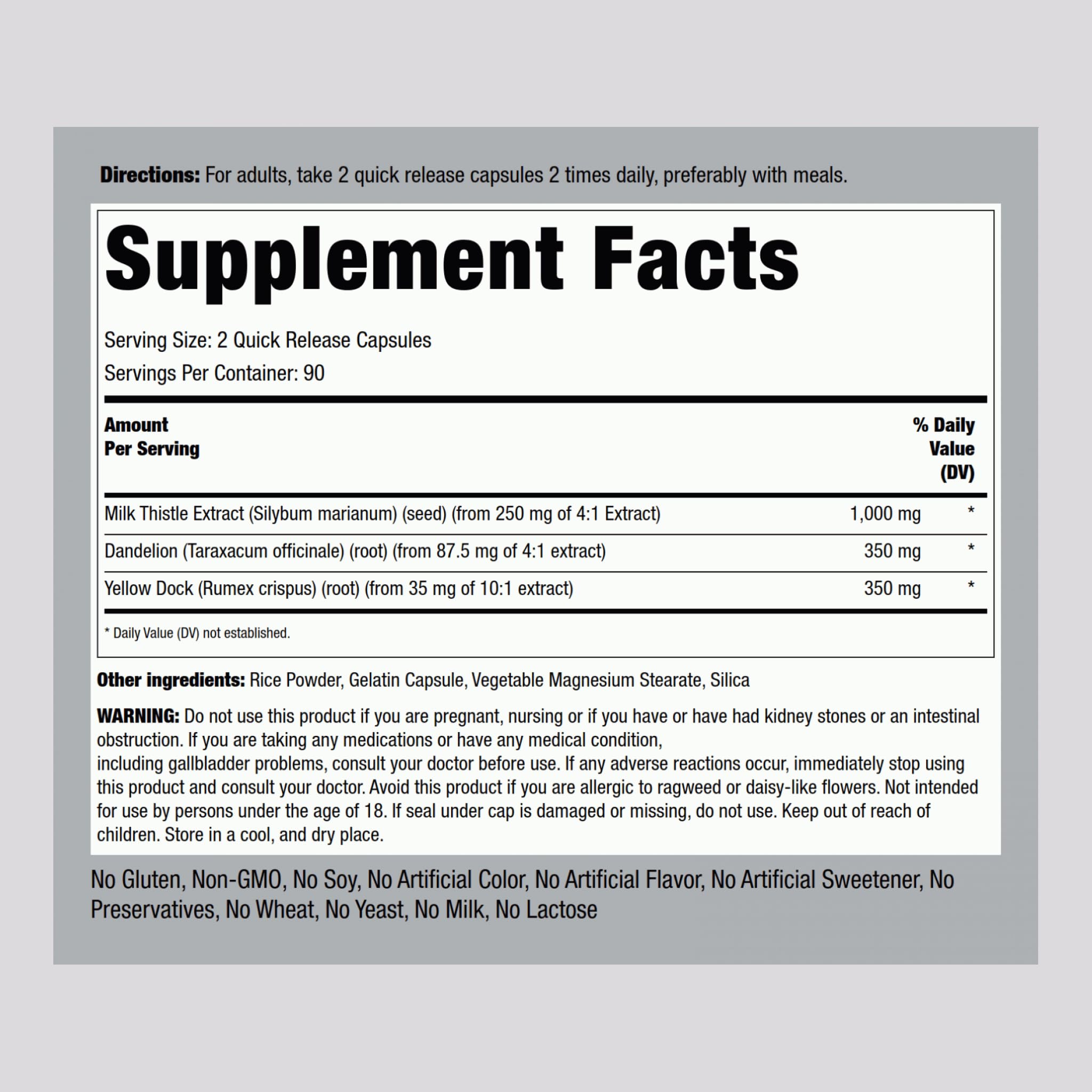 Piping Rock label shows concentrated extract and herbal blend