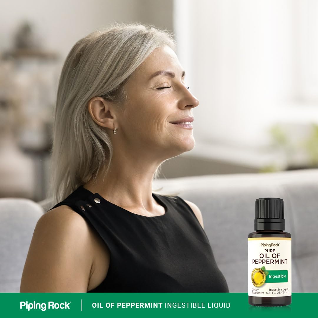 Piping Rock Peppermint Oil drops capture aroma for sensory use.