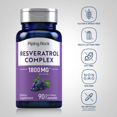 Piping Rock Resveratrol Complex capsules close-up shows quick release design