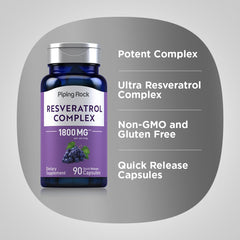 Piping Rock Resveratrol Complex label close-up features ingredients and branding