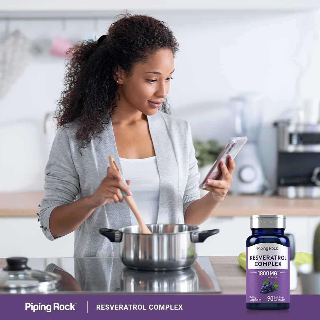Piping Rock Resveratrol Complex serving size image shows 90 capsules