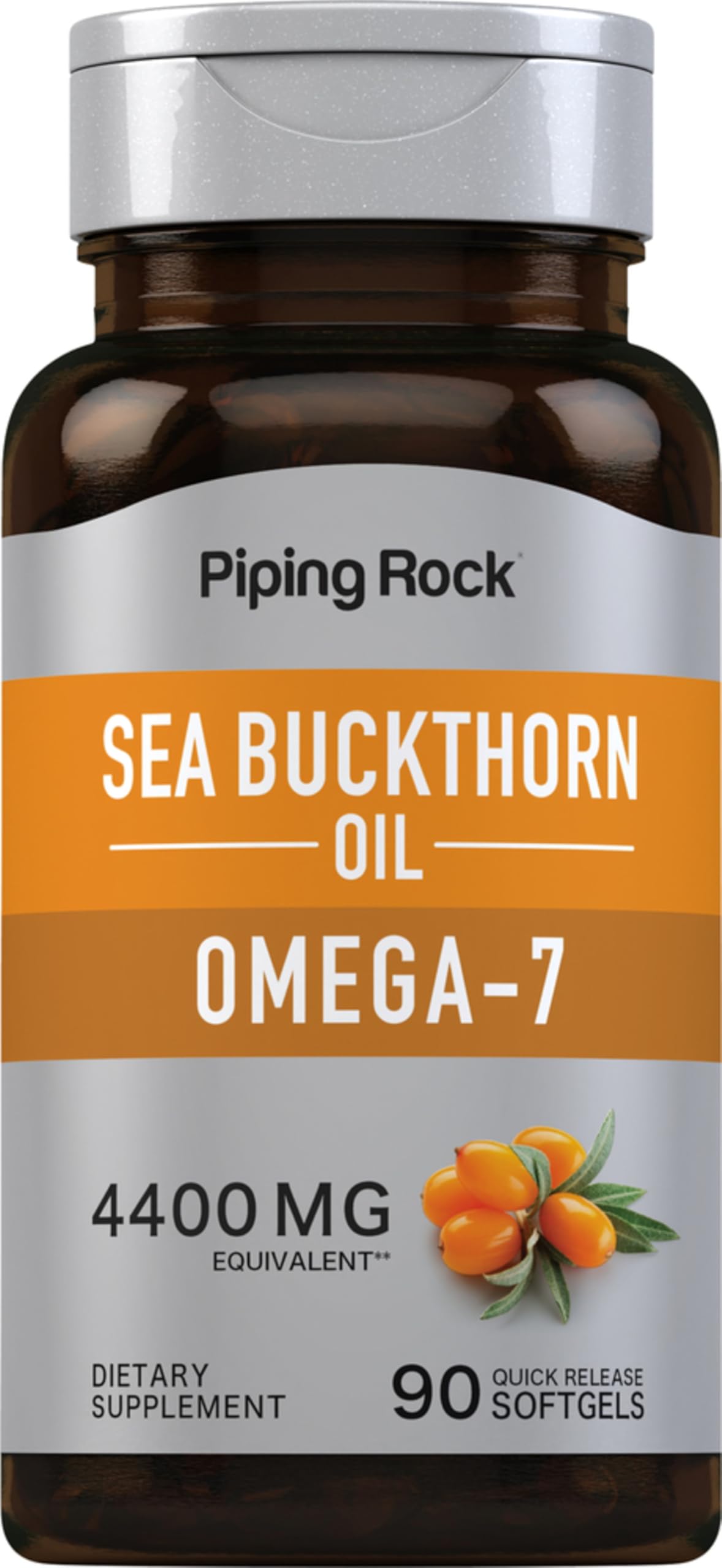 Piping Rock sea buckthorn oil capsules bottle for easy daily intake