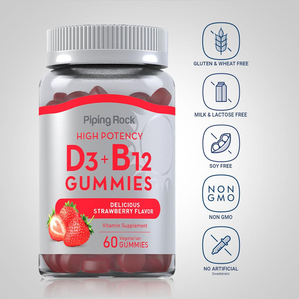 Piping Rock Vegetarian gummies bottle highlights plant-based vitamin intake