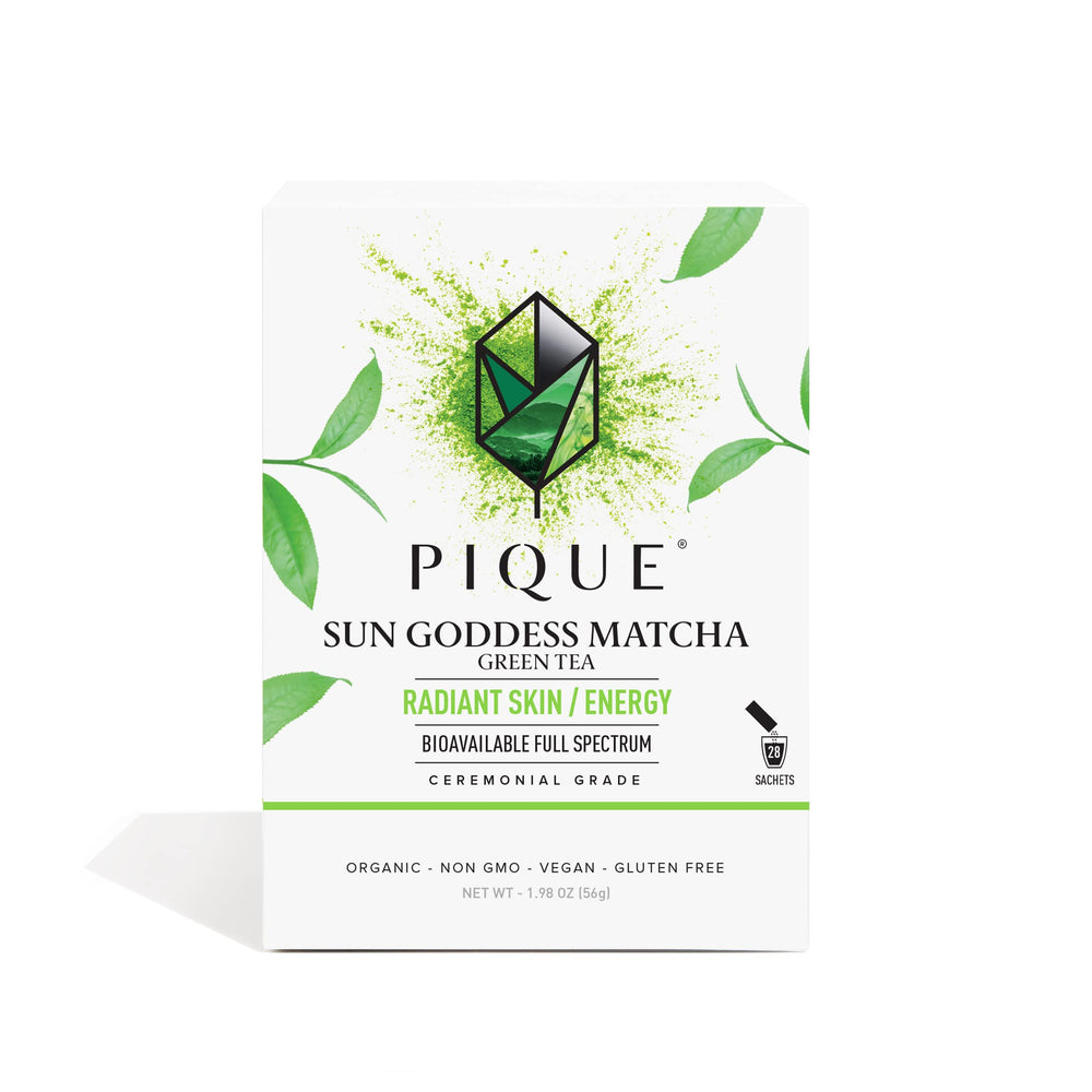 PIQUE Sun Goddess Matcha ceremonial powder for antioxidant-rich rituals