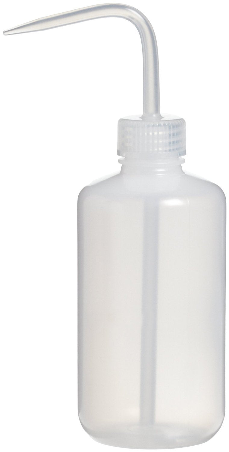 Pirate Face Tattoo ACM wash bottle with angled nozzle for precise lab dispensing.