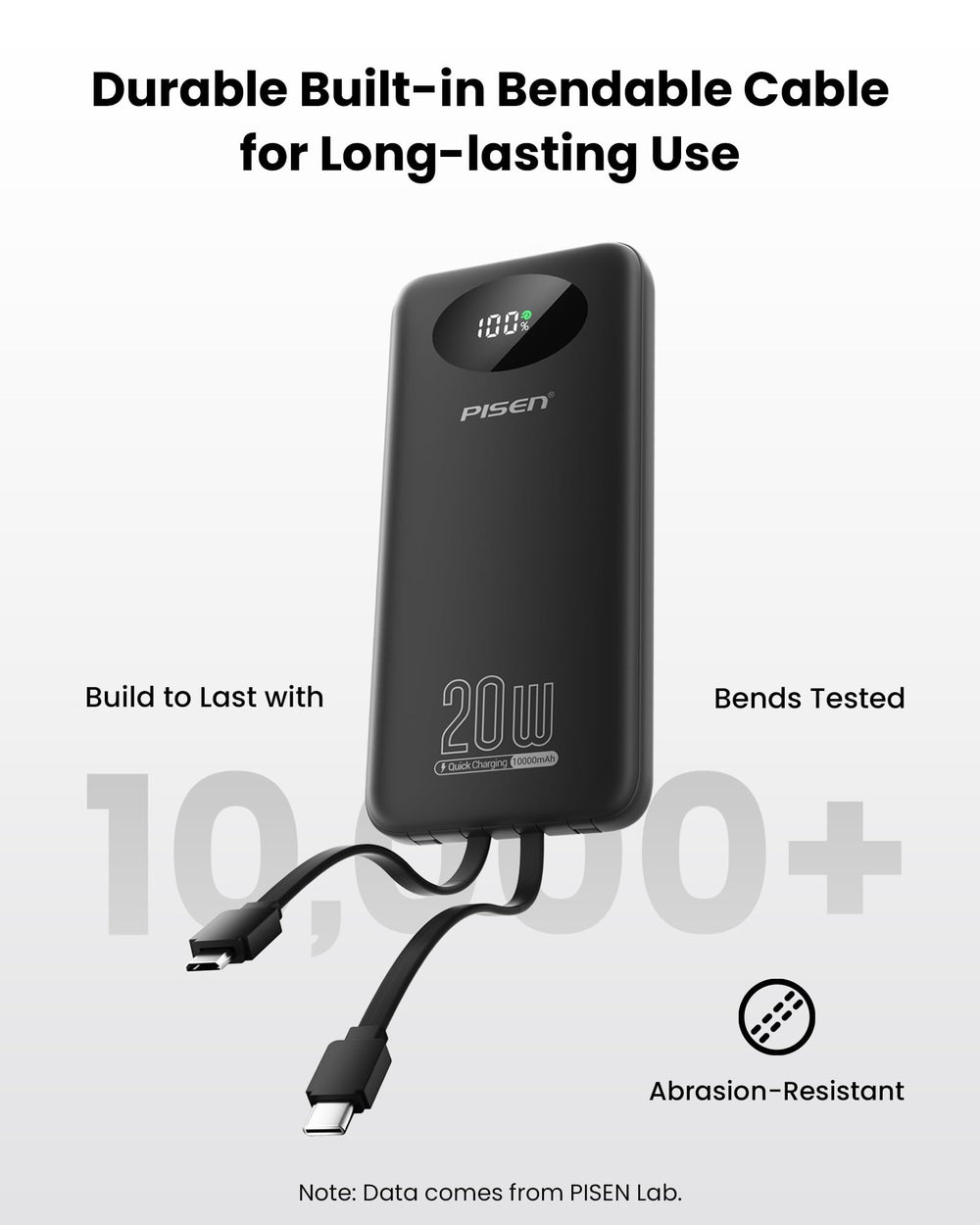 PISEN compatible with iPhone, Samsung, iPad and tablets for versatile charging.