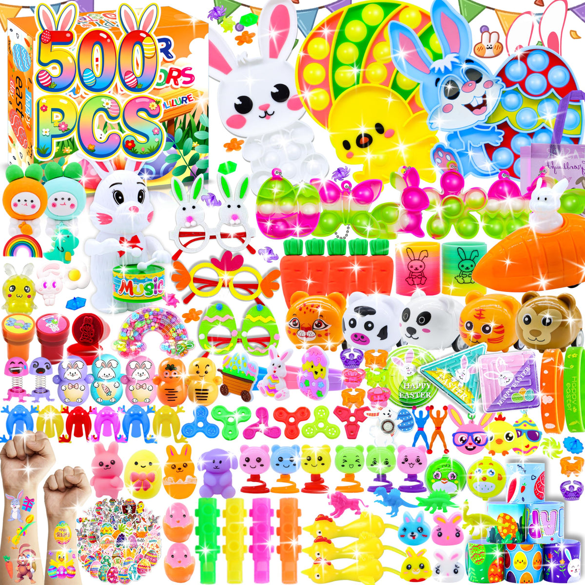 Pistroy Easter eggs fillers with a colorful toy variety for kids' Easter baskets.
