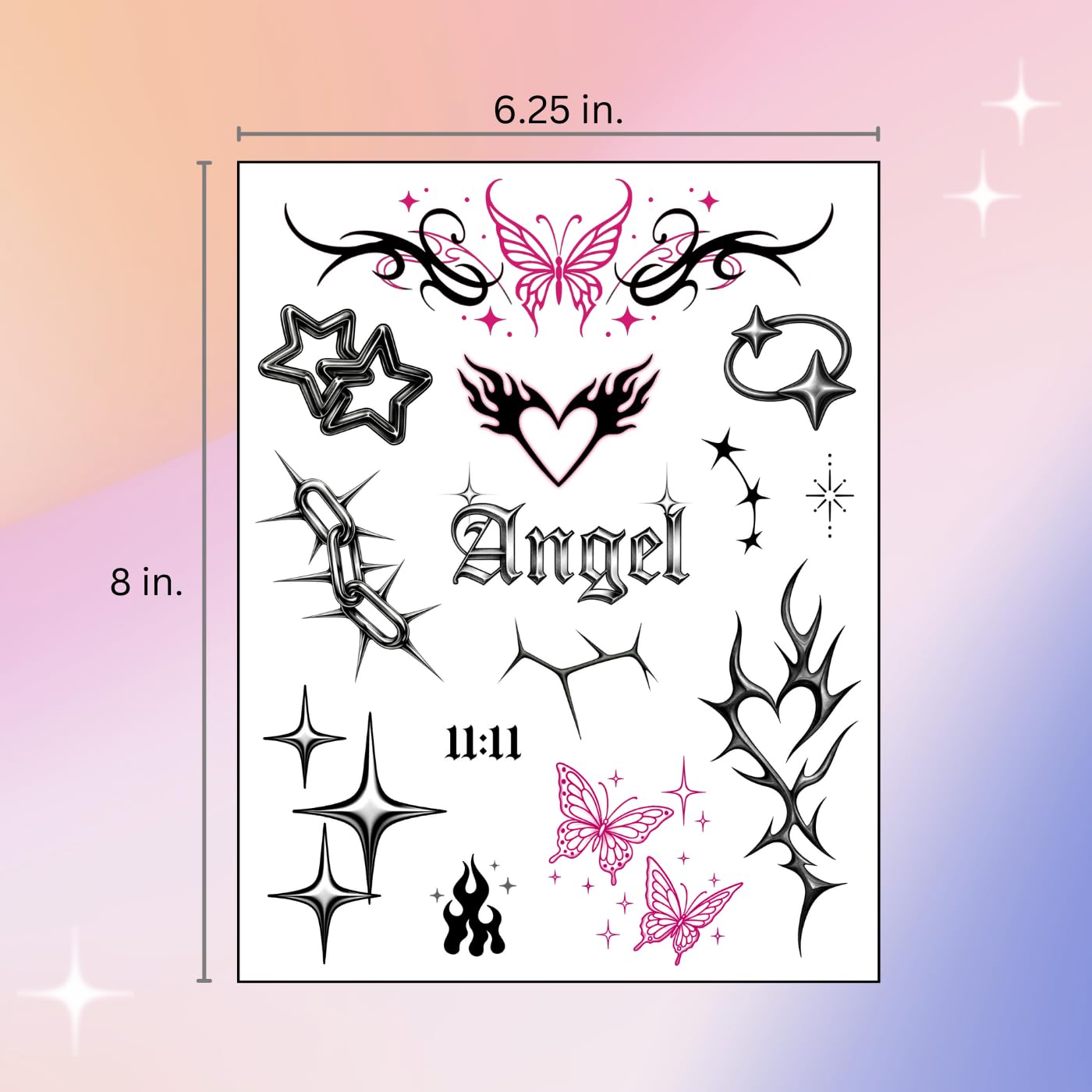 Pixel Hearts glitter accent tattoos sparkle on skin all day