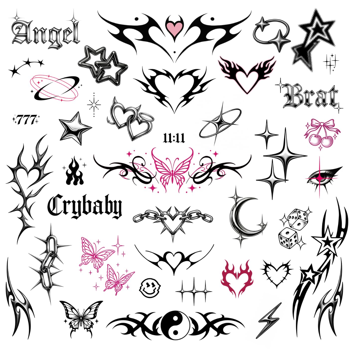 Pixel Hearts neotribal tramp stamp tattoos for bold festival looks