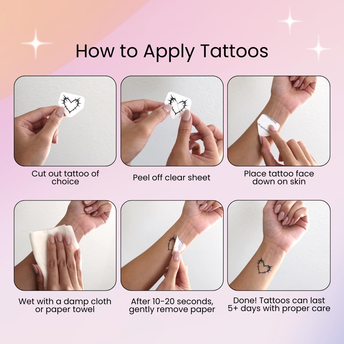 Pixel Hearts waterproof tattoo collection lasts days with care