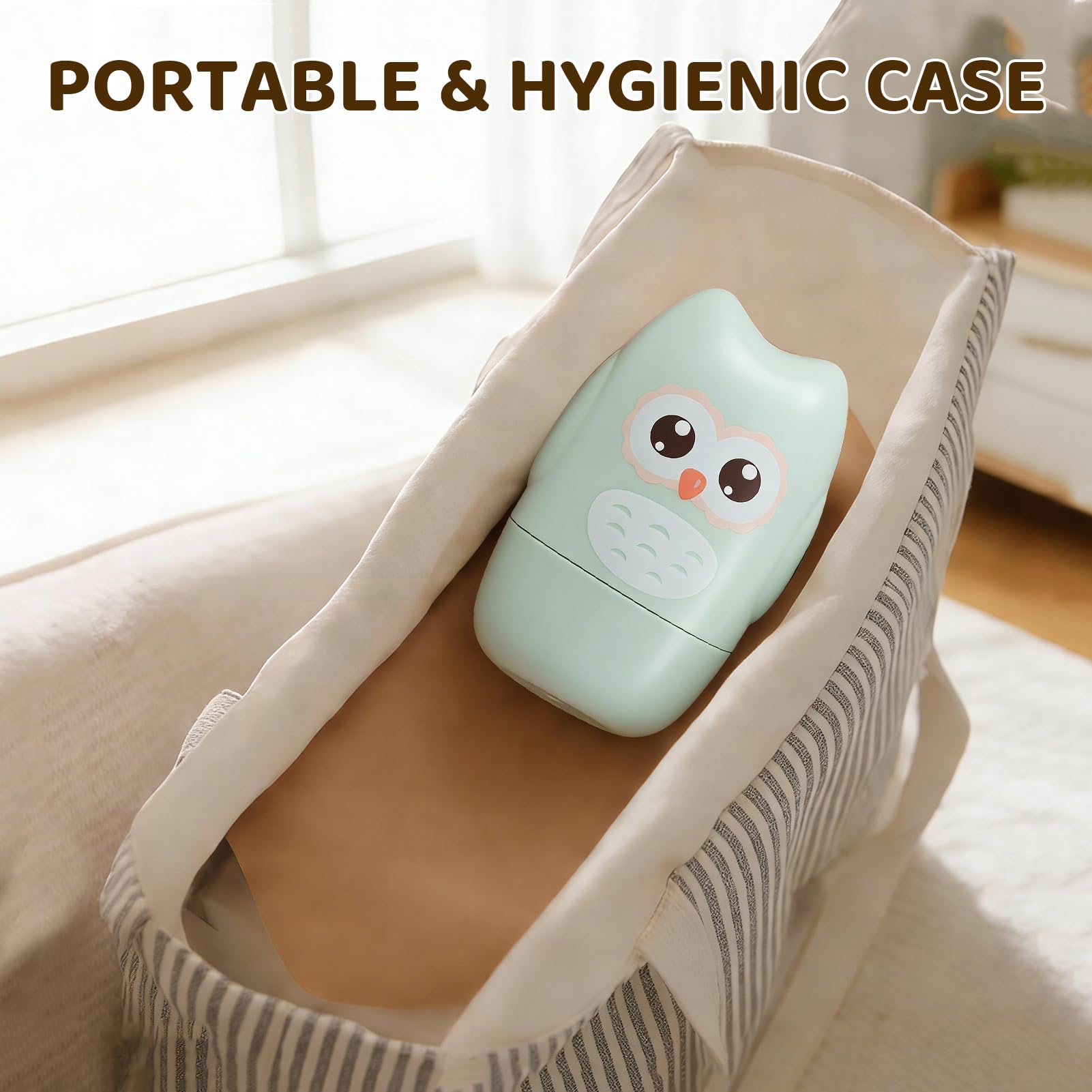 PIXFAIRY owl-case open view highlights durable, non-toxic materials