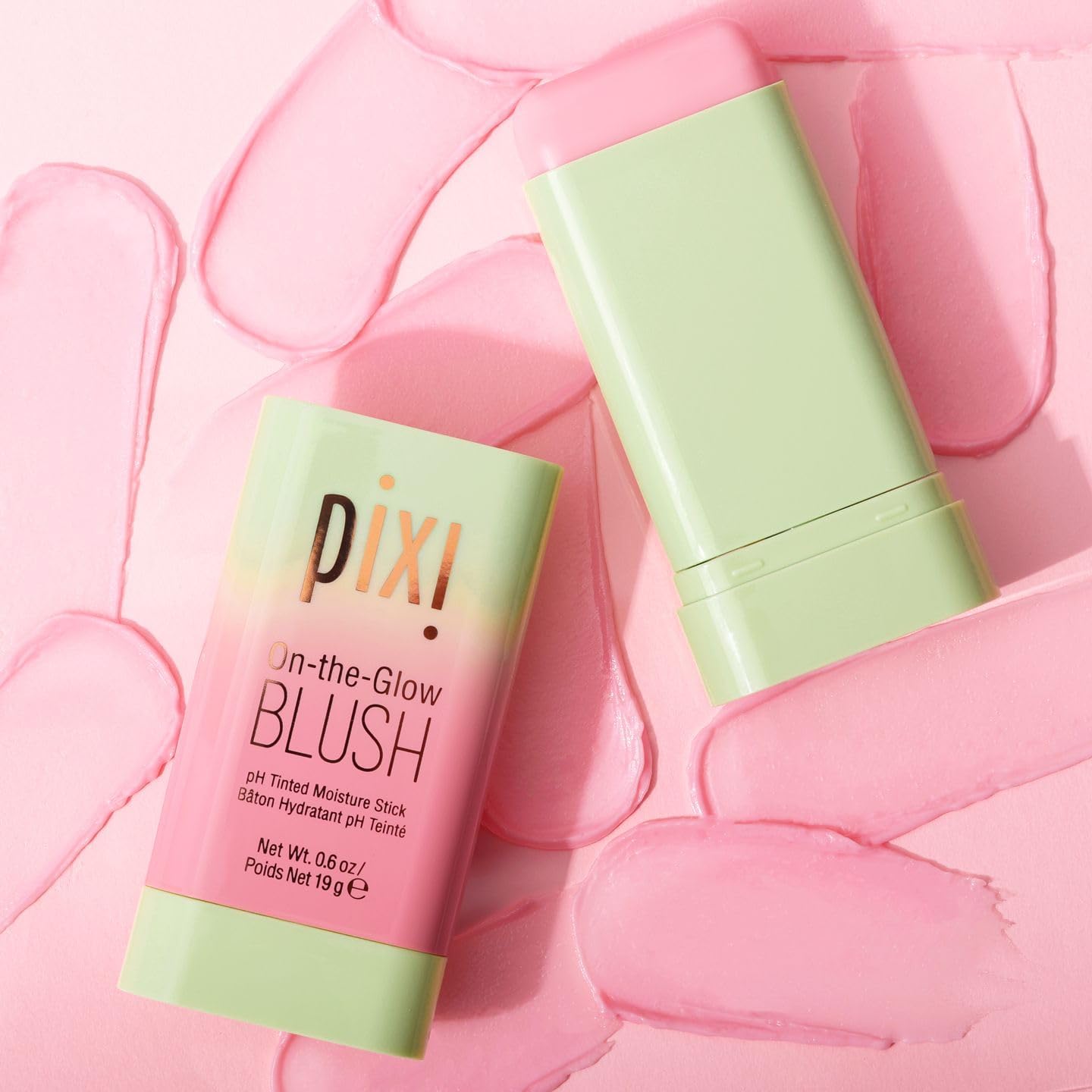 Pixi On-the-Glow Blush Stick Cheektone for cheeks provides a natural-looking flush.
