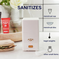 Pixie Cup Steam Cleaner setup-ready image illustrating quick three-minute cycle.