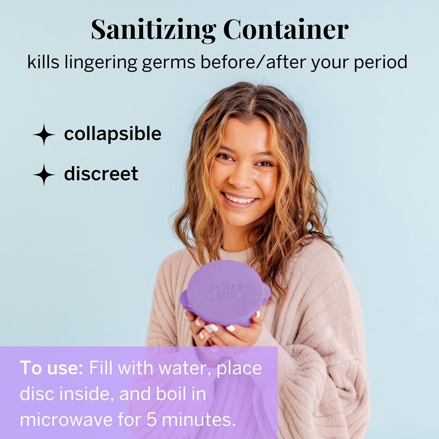 Pixie Sterilizing Carry Cup: portable case for safe, on-the-go storage.