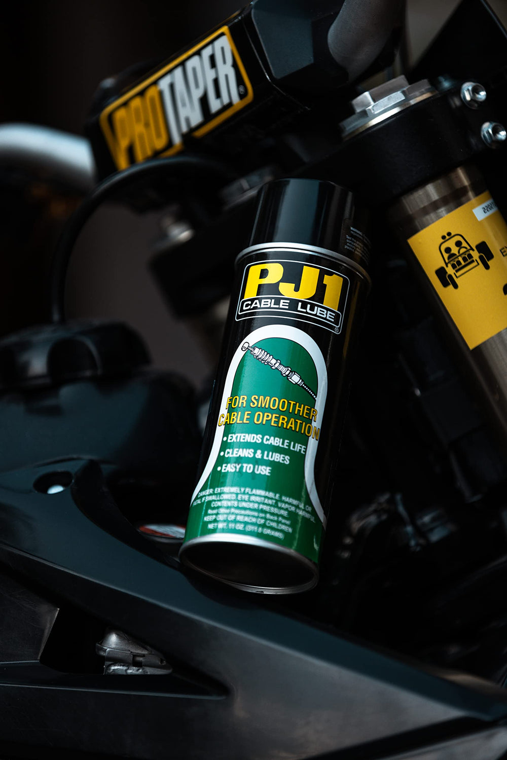 PJ1 Cable Lube label detail highlights rust protection