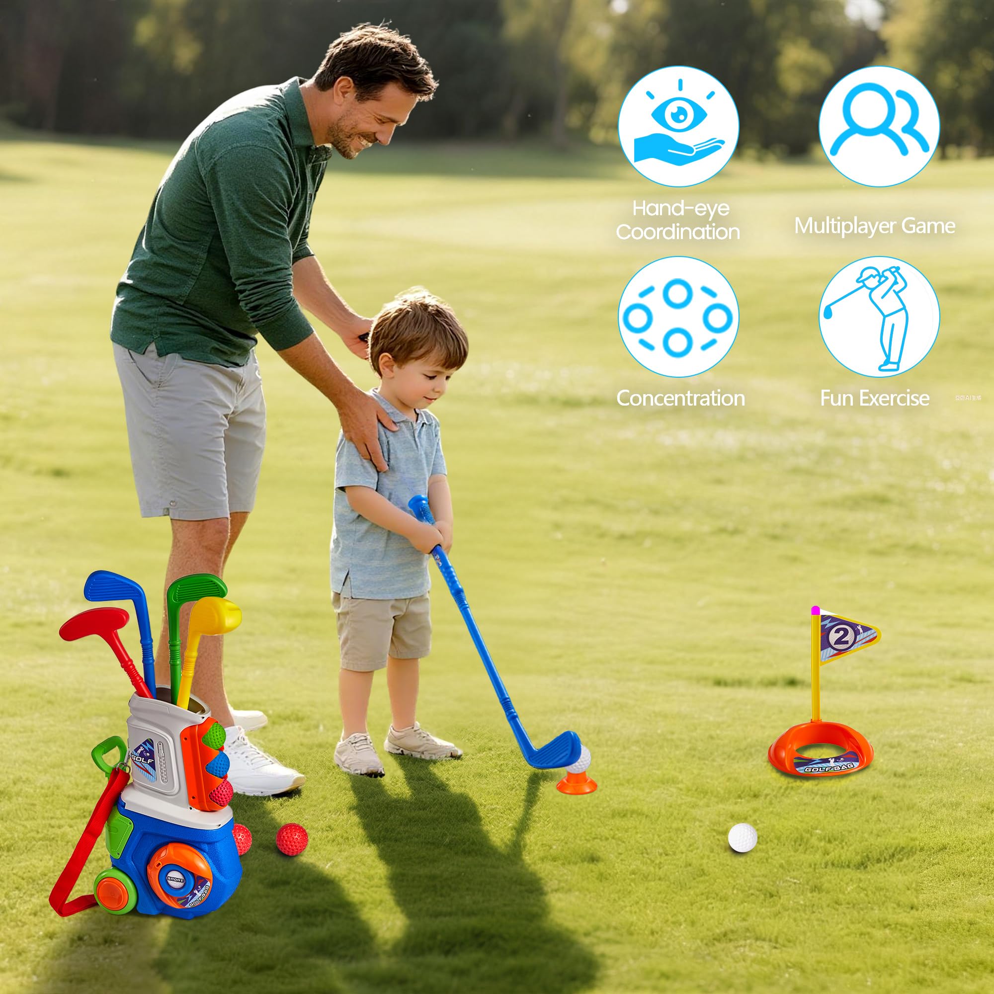 PJG Toddler Golf Set 1.8-inch balls for easy handling and play.