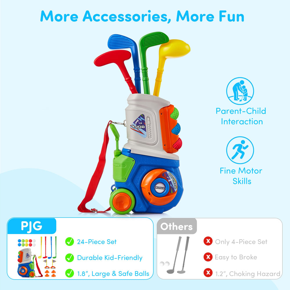 PJG Toddler Golf Set retractable handle enables easy carrying during outdoor sessions.