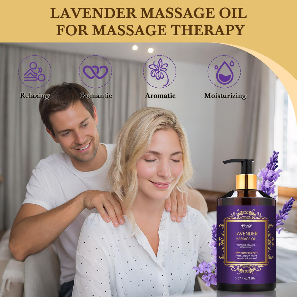 Pjordo lavender aromatherapy oil bottle with calming scent for better sleep.