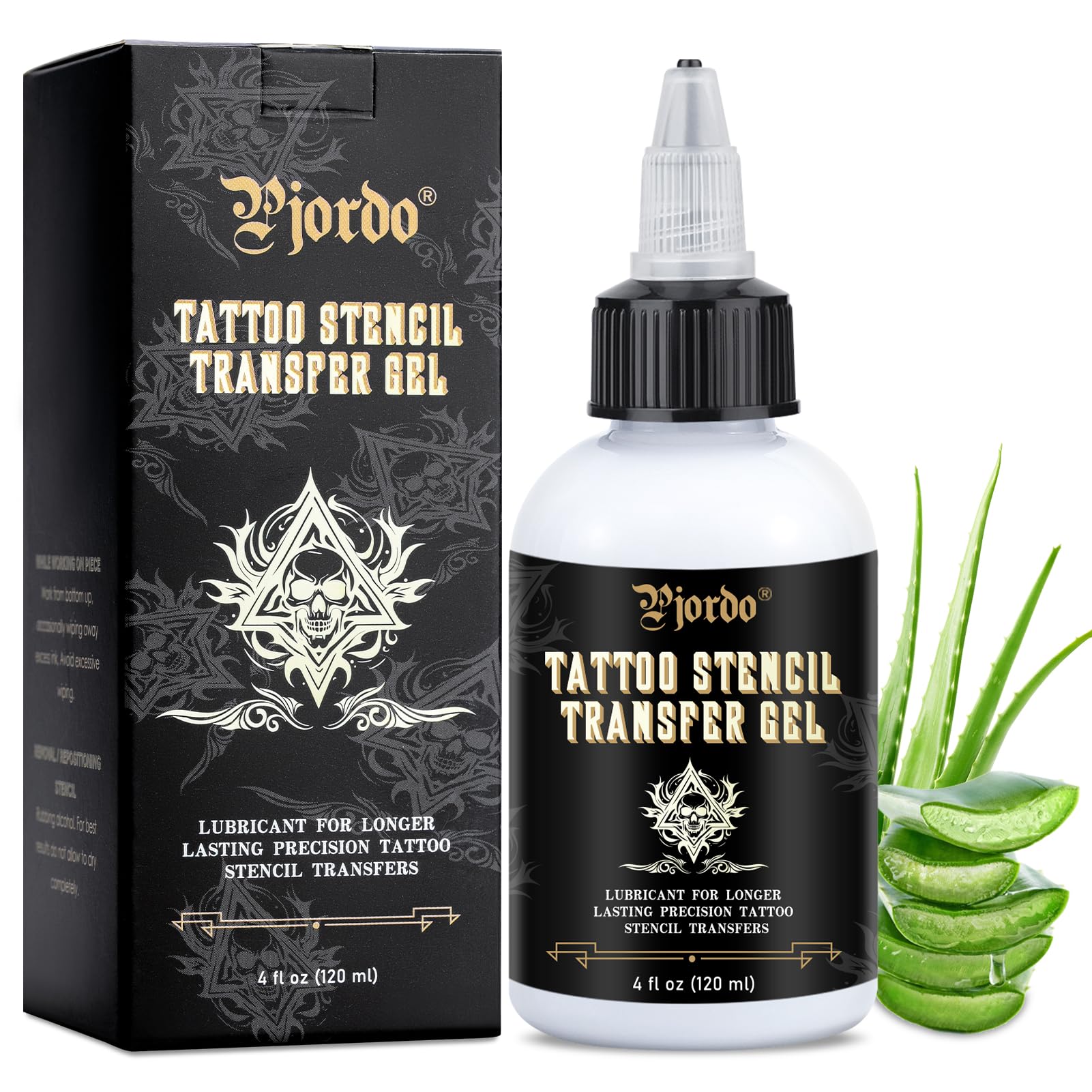 Pjordo tattoo stencil gel enables precise skin transfer with crisp lines.