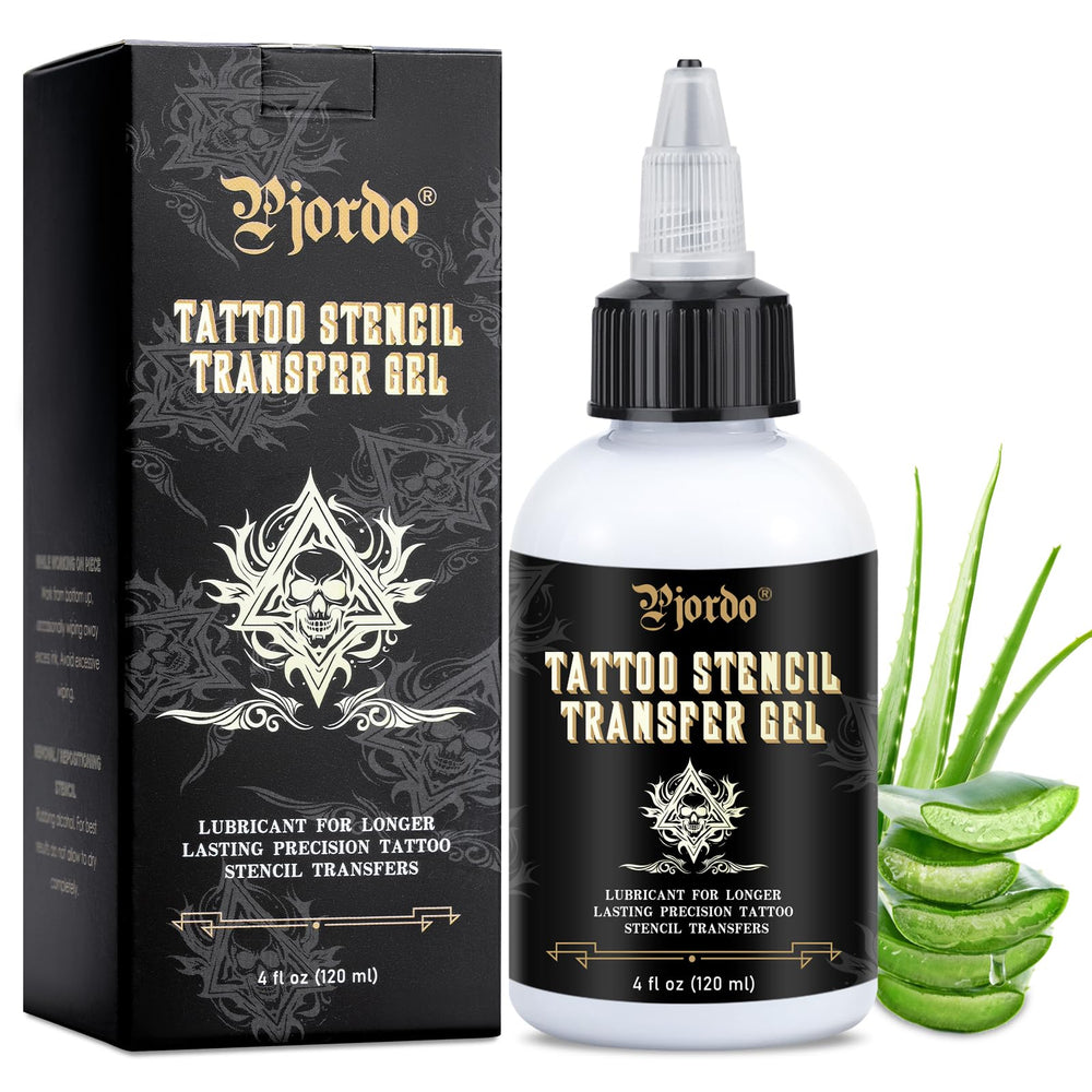 Pjordo tattoo stencil gel enables precise skin transfer with crisp lines.
