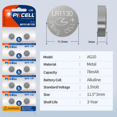 PKCELL LR1130 battery pack back view with blister packaging for easy storage