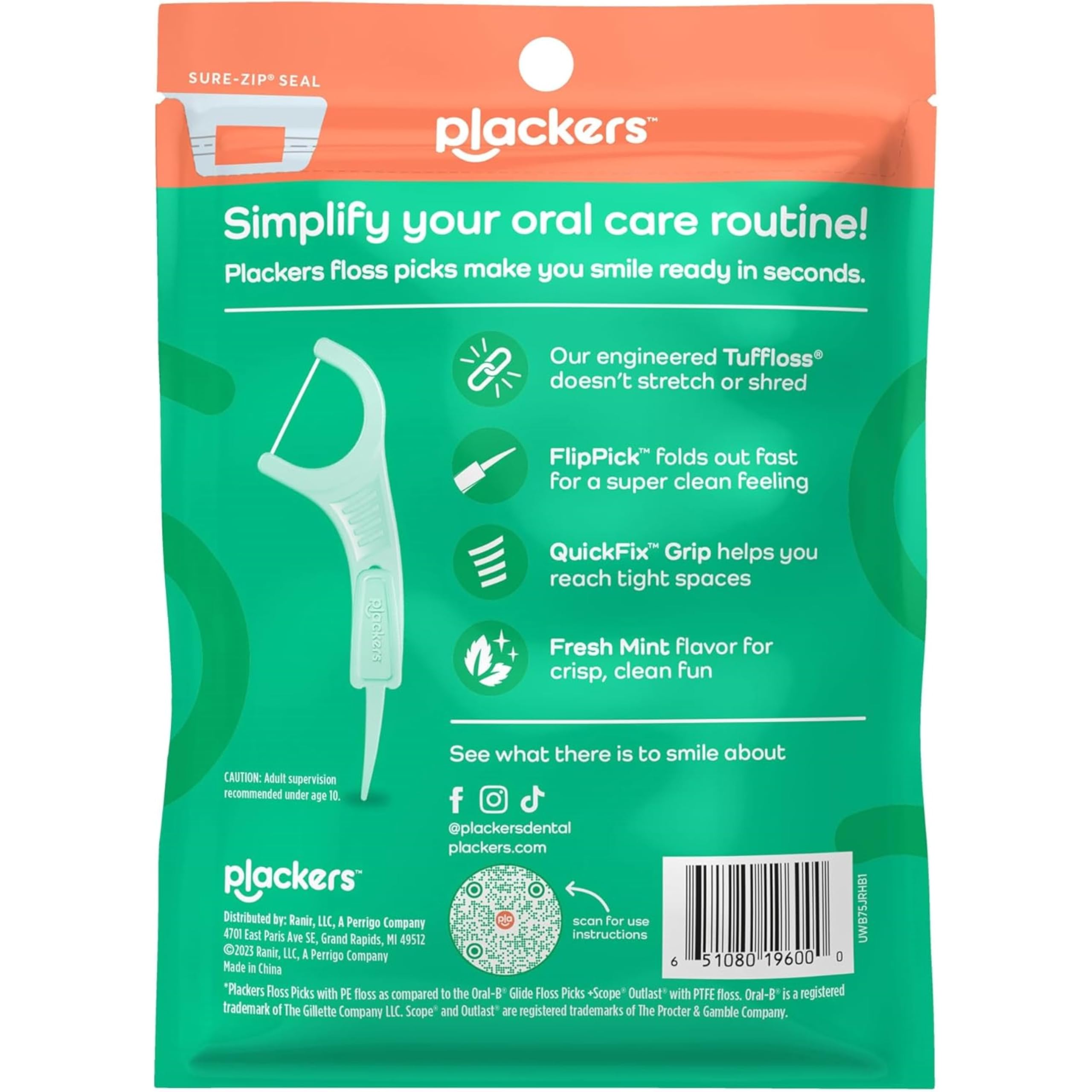 Plackers Micro Mint floss picks mint freshness released gradually during use.