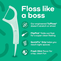 Plackers Micro Mint floss picks with textured non-slip grip for precise flossing.