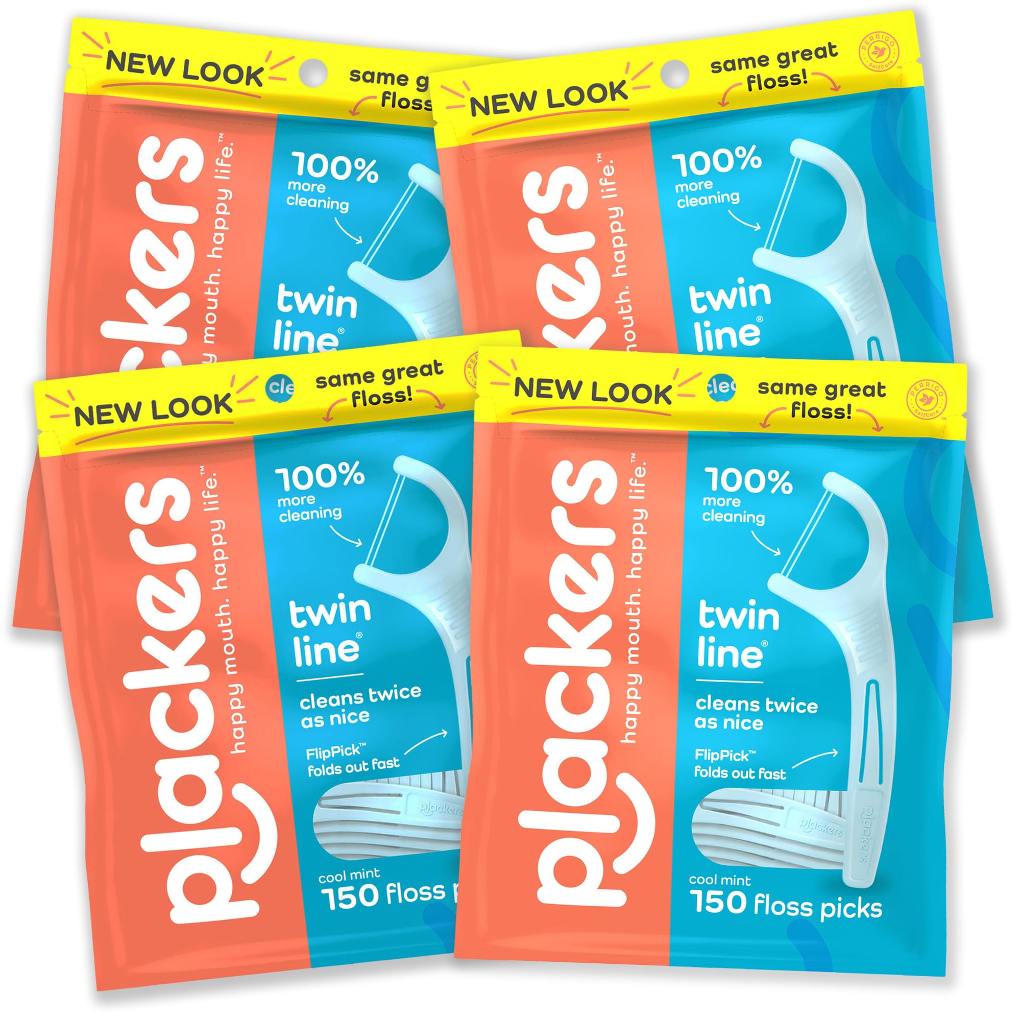 Plackers Twin-Line flossers with dual-action design for easier between-teeth cleaning.