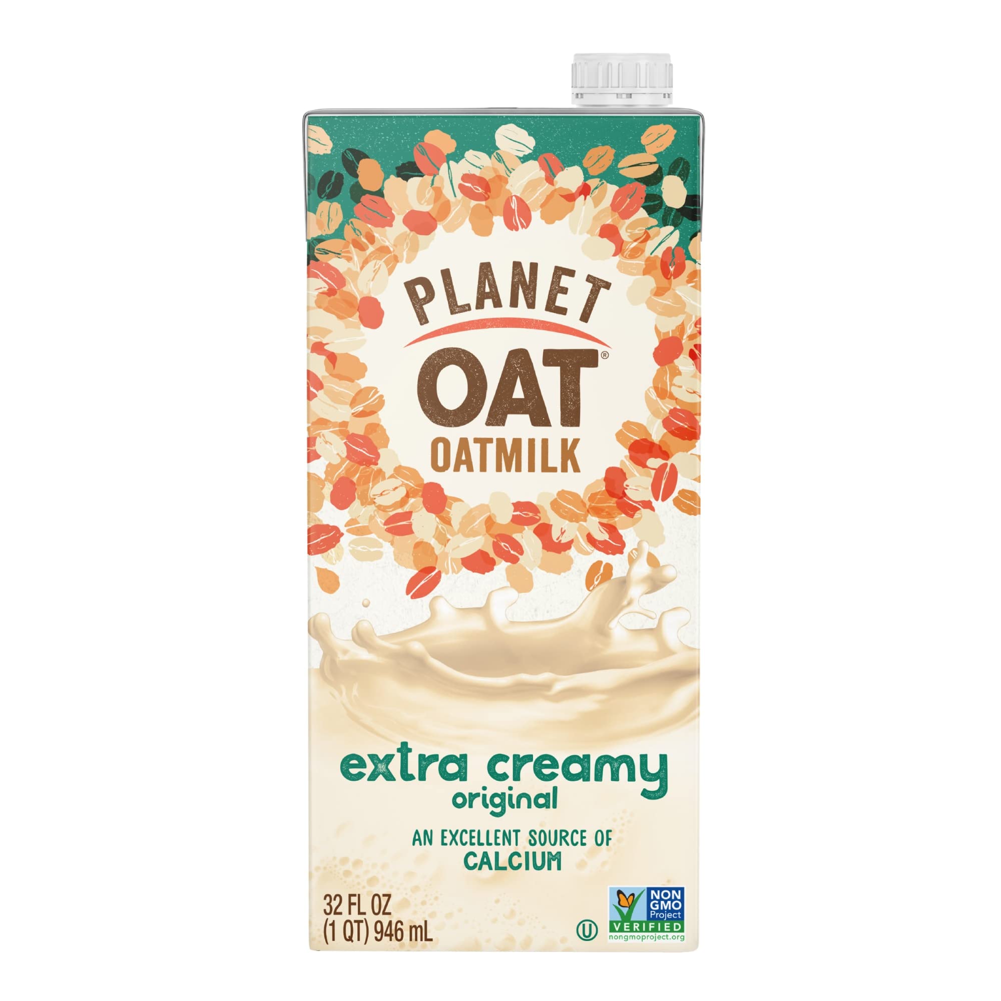 Planet Oat Oatmilk Extra Creamy bottle for dairy-free coffee and cereal.