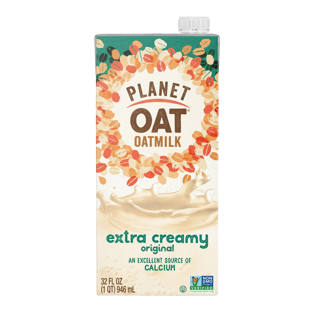 Planet Oat Oatmilk free-from label highlights dairy-free ingredients.