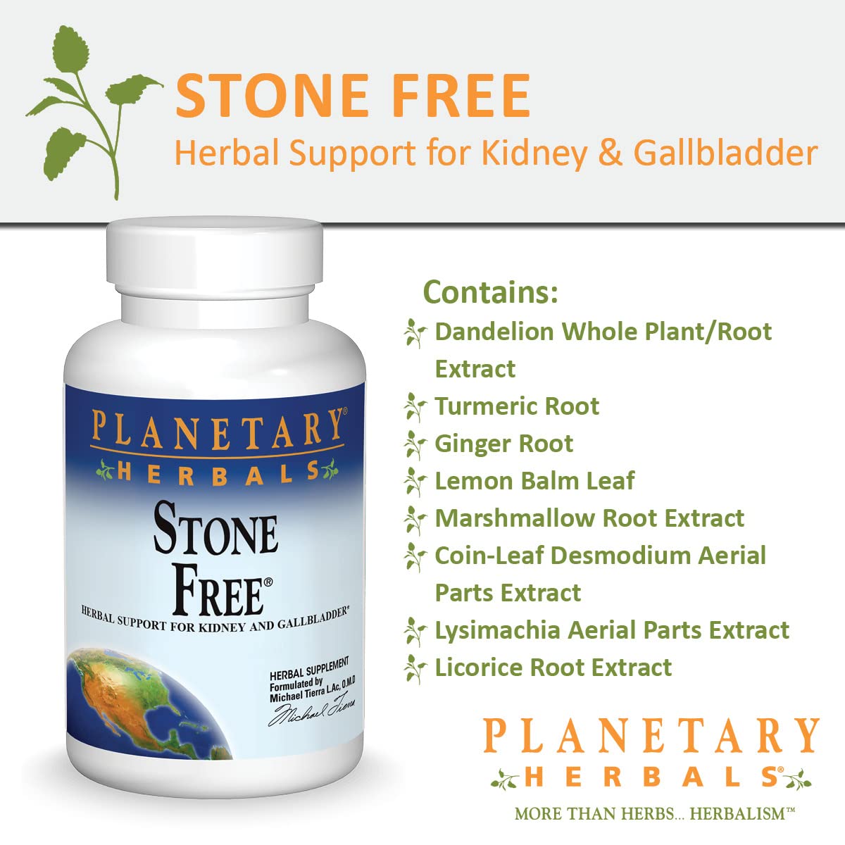 Planetary Herbals Stone Free bottle on a desk suggesting daily wellness.