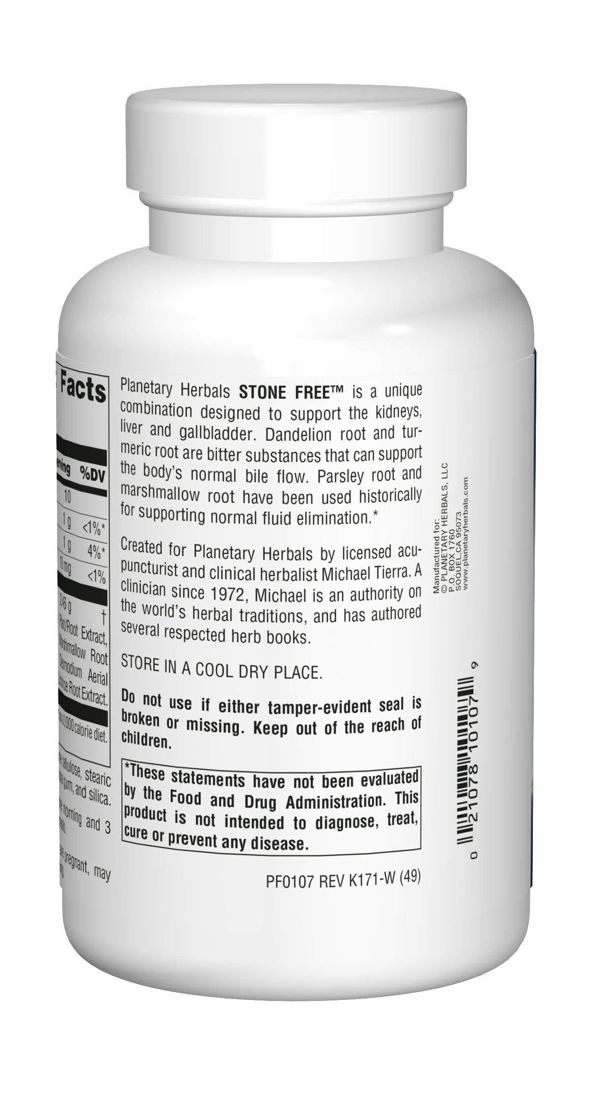 Planetary Herbals Stone Free capsules close-up showing herbal blend.