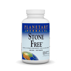 Planetary Herbals Stone Free dried herbs displayed in jars.