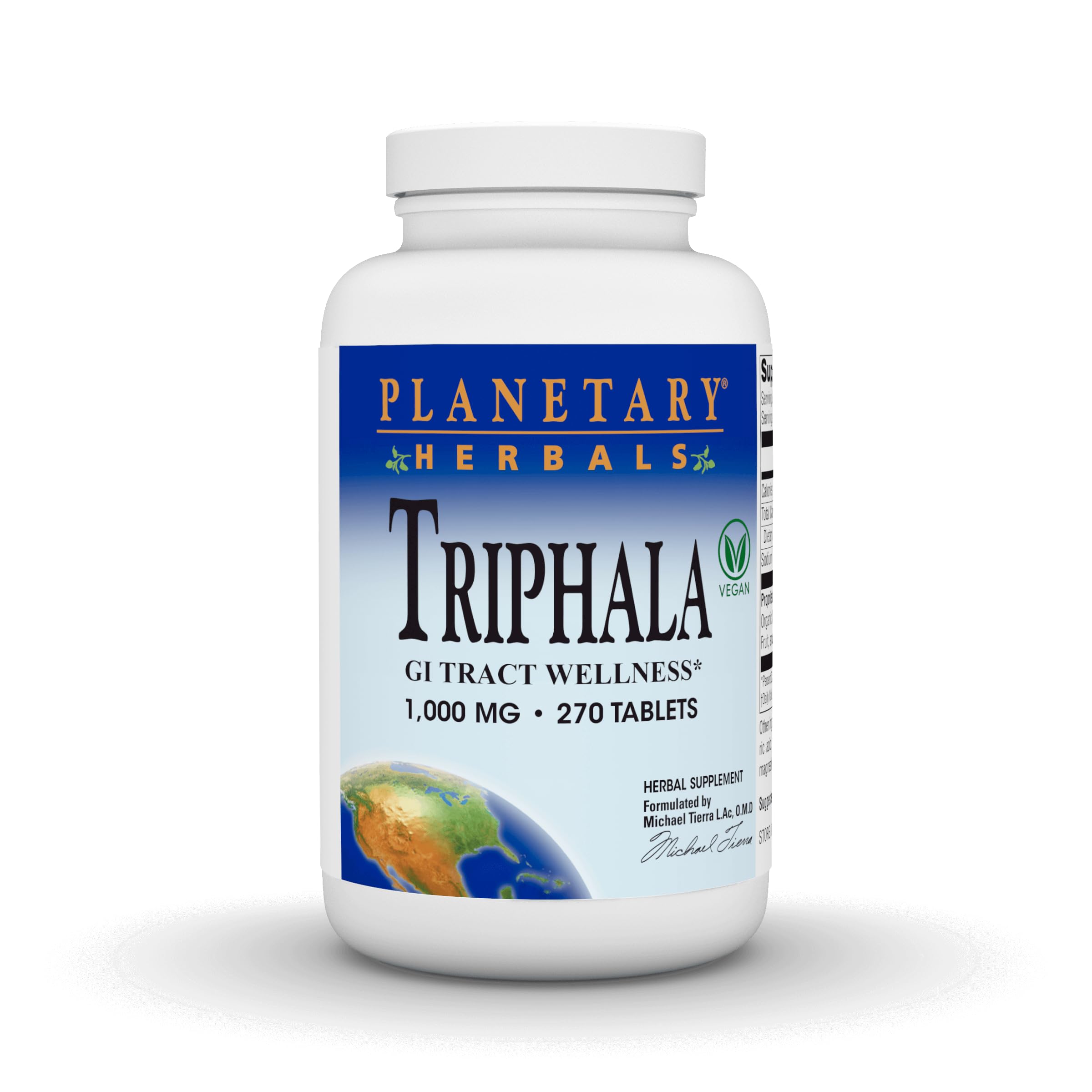 Planetary Herbals Triphala bottle front view highlighting gentle digestion support.