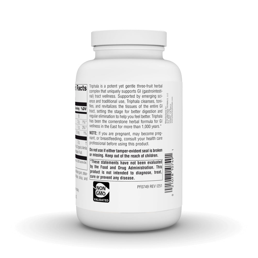 Planetary Herbals Triphala dosing illustration for daily digestive support.