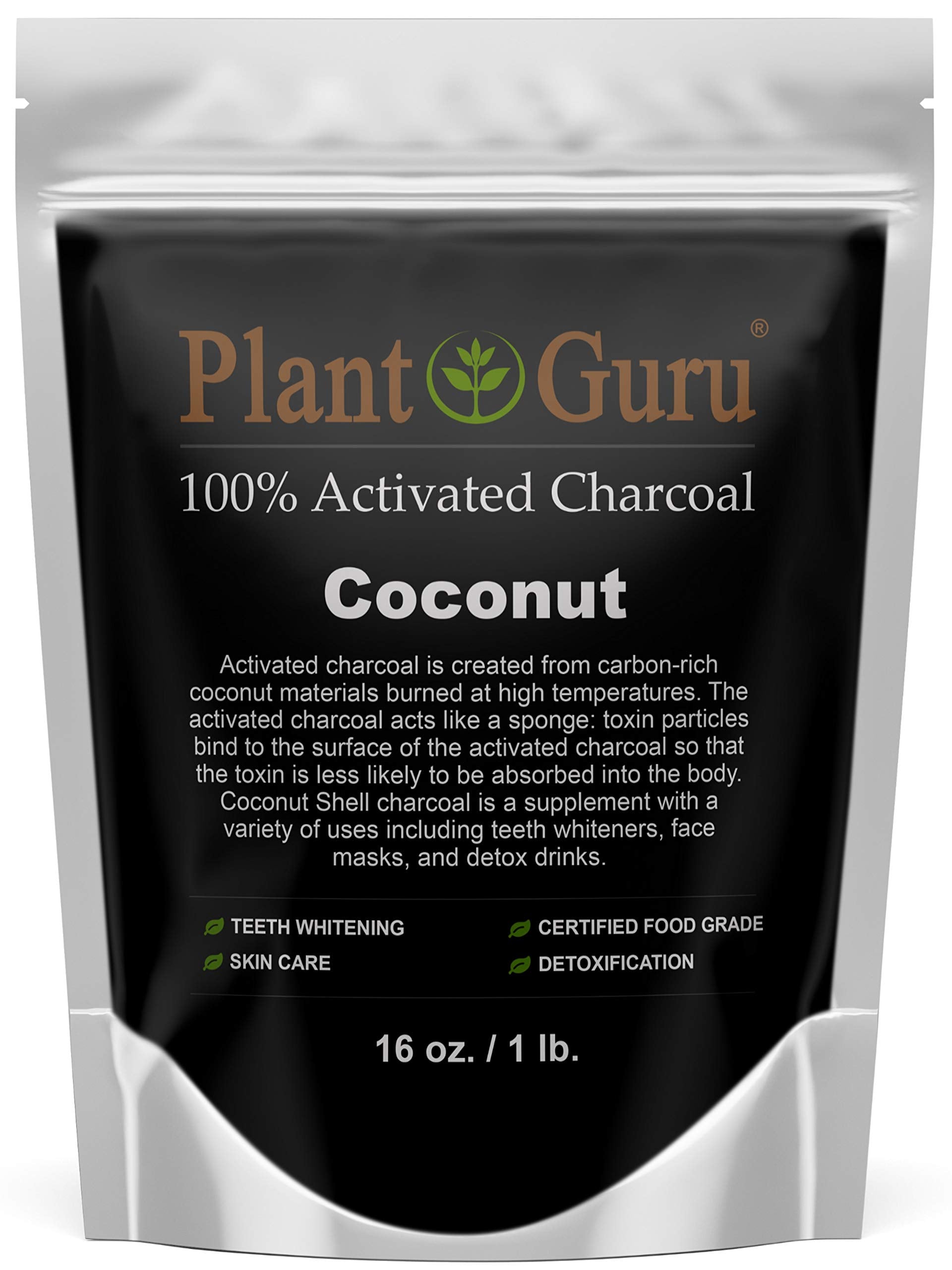 Plant Guru activated charcoal coconut packaging in a jar for easy use