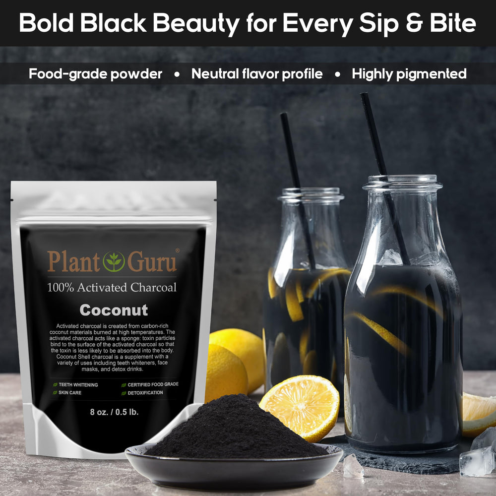 Plant Guru charcoal powder shown for soap making and cleansing bars