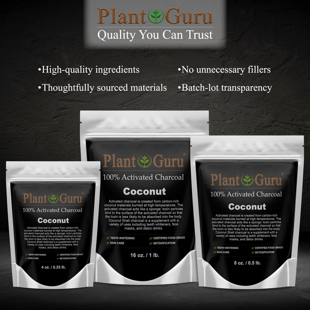 Plant Guru coconut-derived charcoal origin illustration