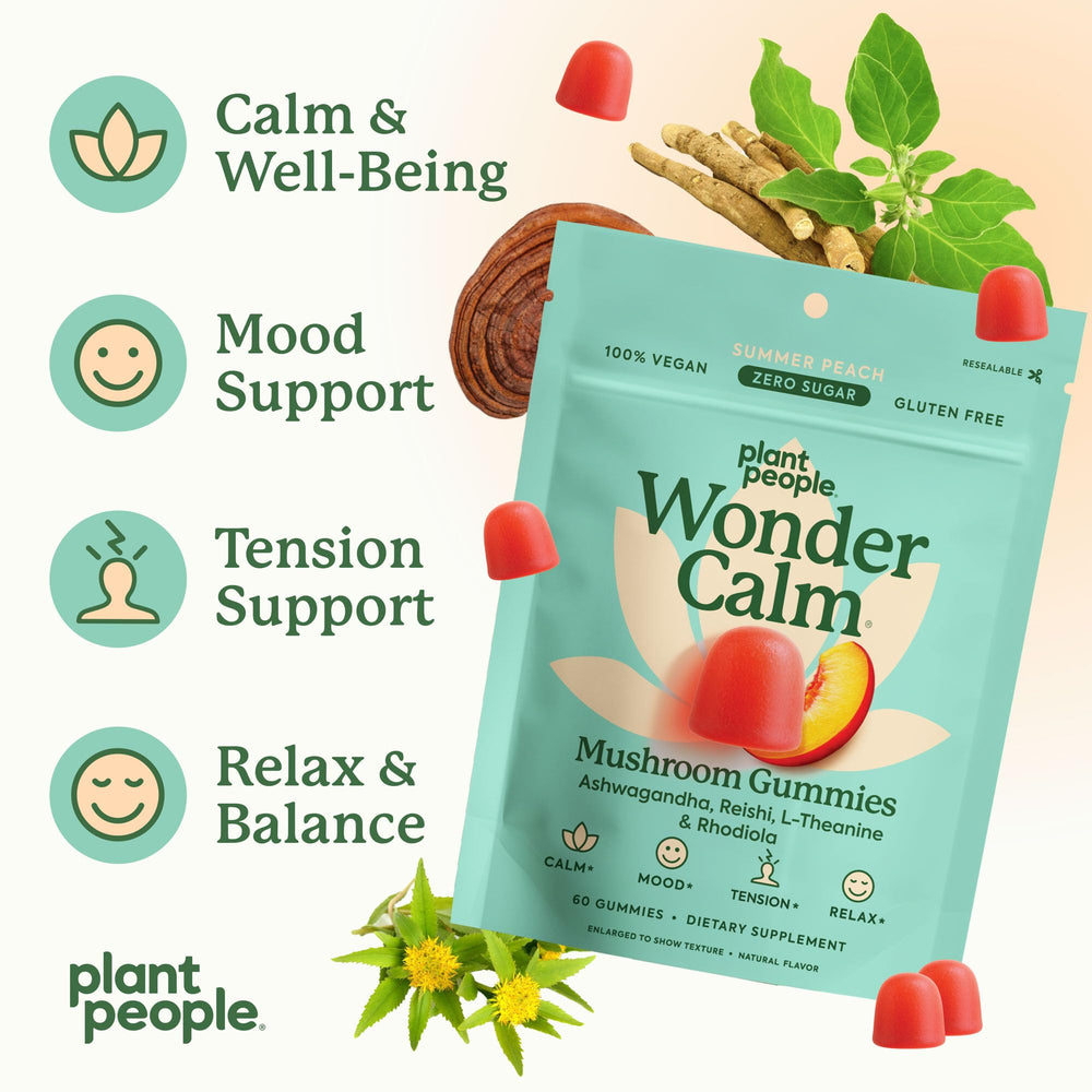 Reishi mushrooms in WonderCalm for a calming experience.