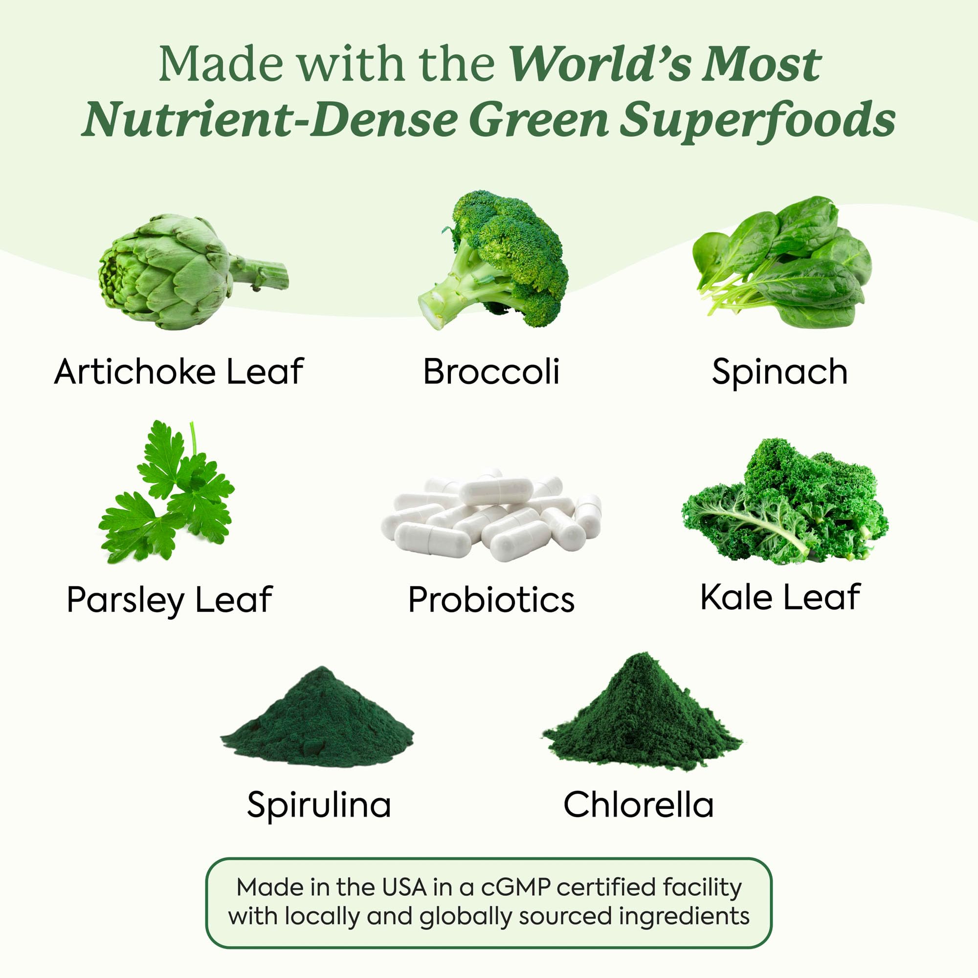 WonderGreens gummies close-up with vibrant greens and green apple flavor