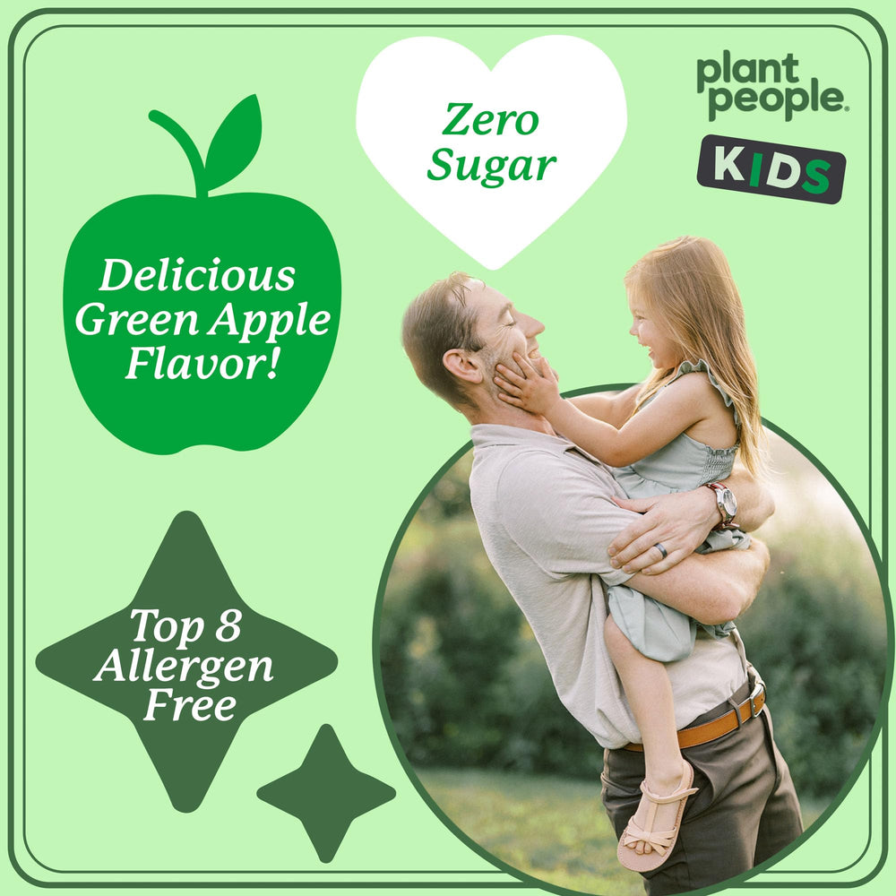 Plant People WonderGreens on-spoon shows probiotic blend supporting tummy health.