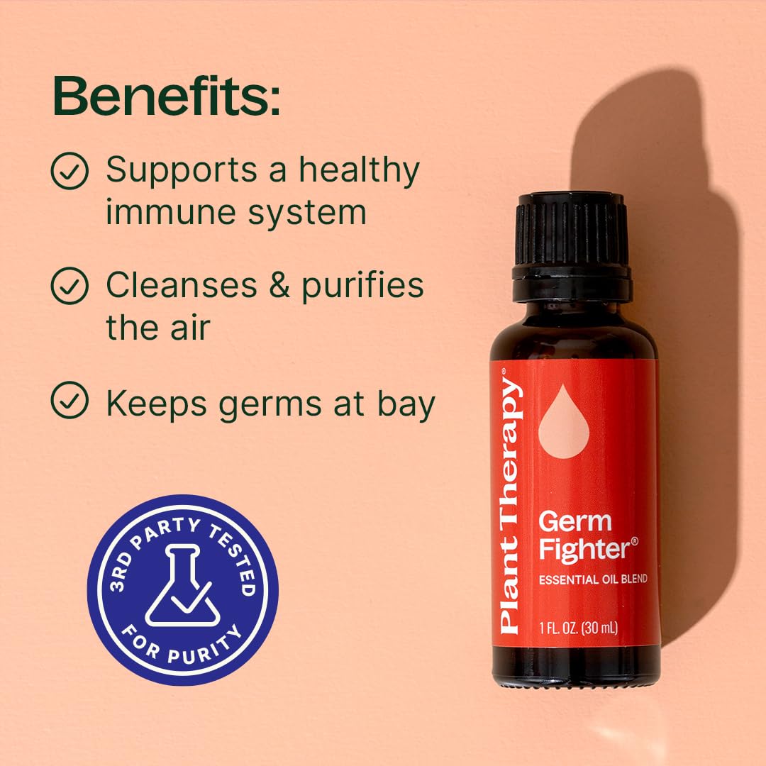 Plant Therapy Germ Fighter diffuser setup releasing aroma to refresh a space.