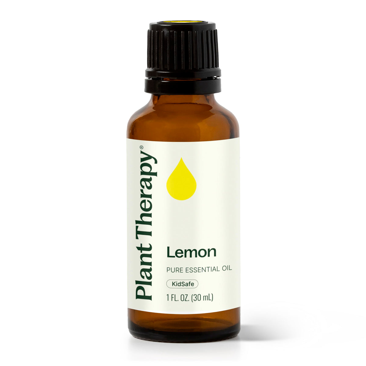 Plant Therapy Lemon essential oil in diffuser bottle for bright, uplifting spaces.