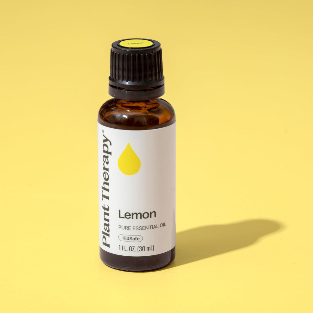 Plant Therapy Lemon oil GC-MS testing badge signifying batch quality.