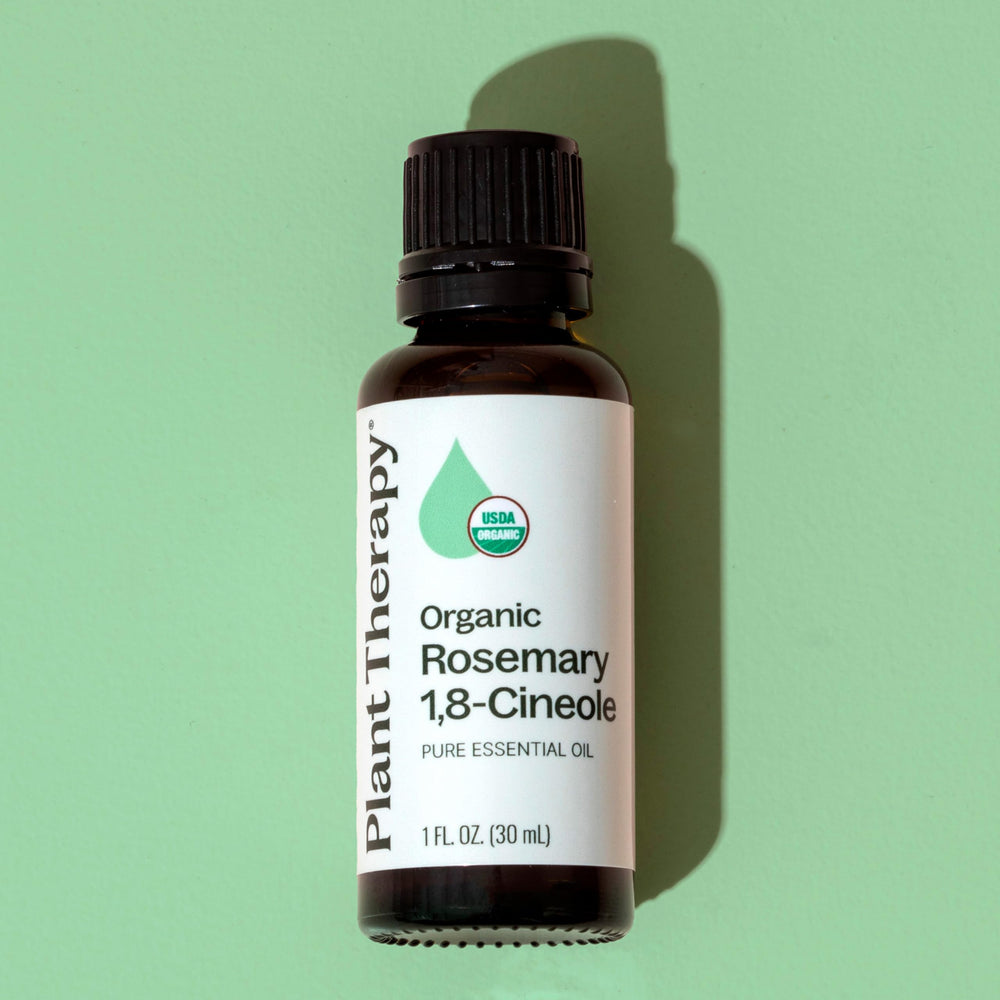 Plant Therapy rosemary oil massage blend facilitates muscle comfort with carrier oils.