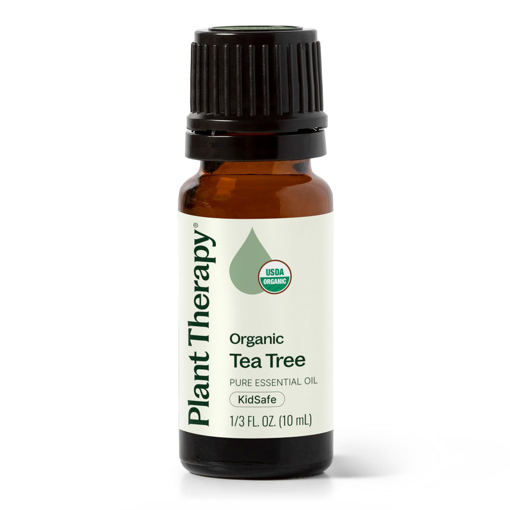 Plant Therapy Tea Tree Oil for hair care, supporting scalp health.