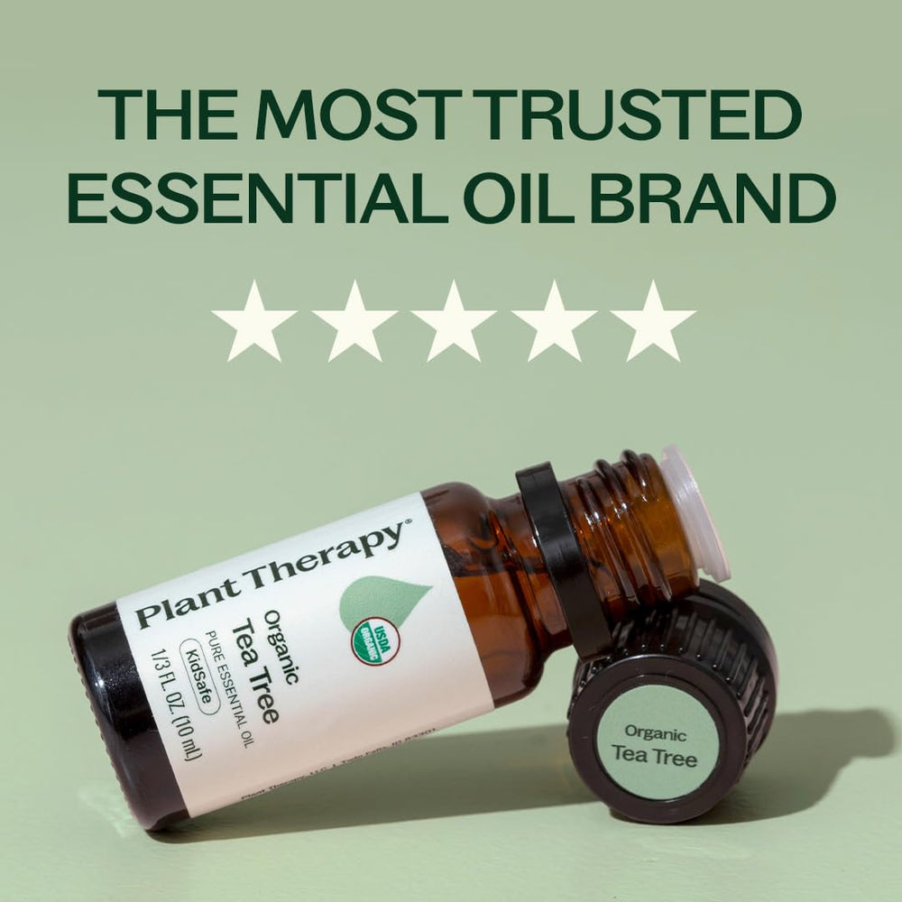 Plant Therapy Tea Tree Oil skin care application for soothing minor irritations when diluted.