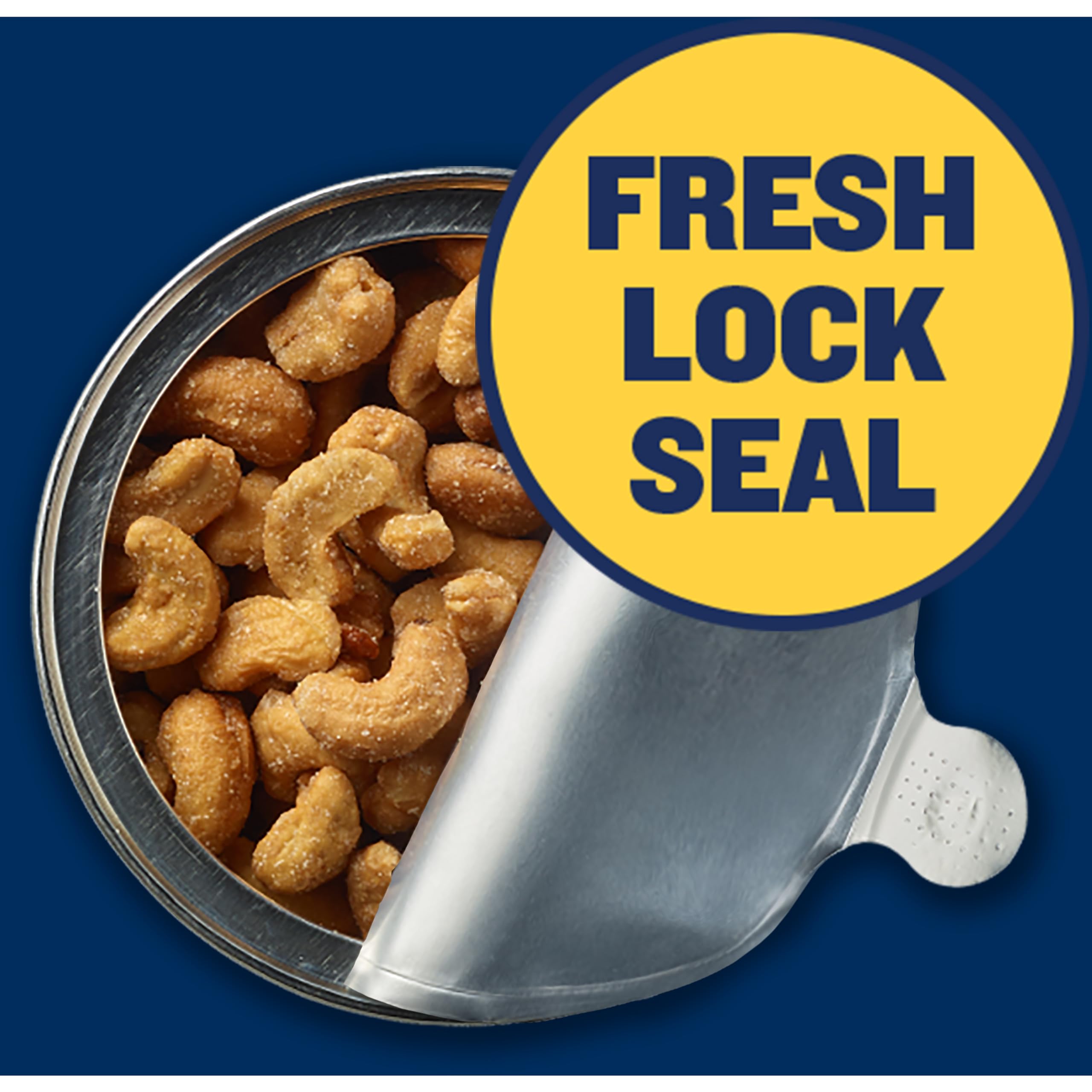 PLANTERS Kosher-certified Honey Roasted Cashews packaging close-up